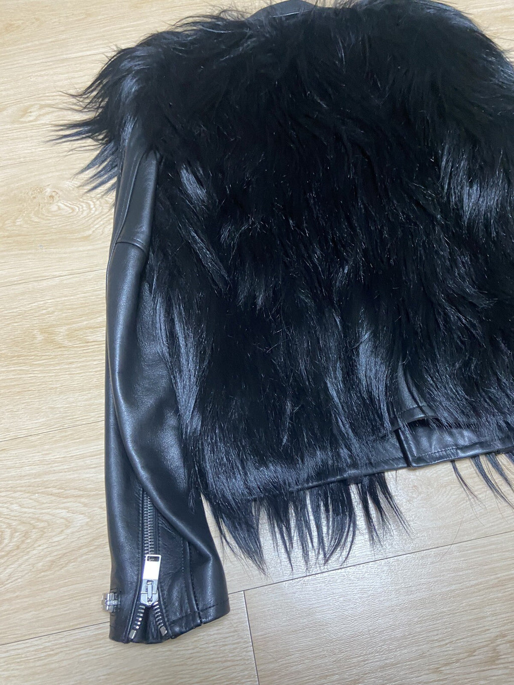 46 Saint Laurent GOAT Fur leather rider jacket