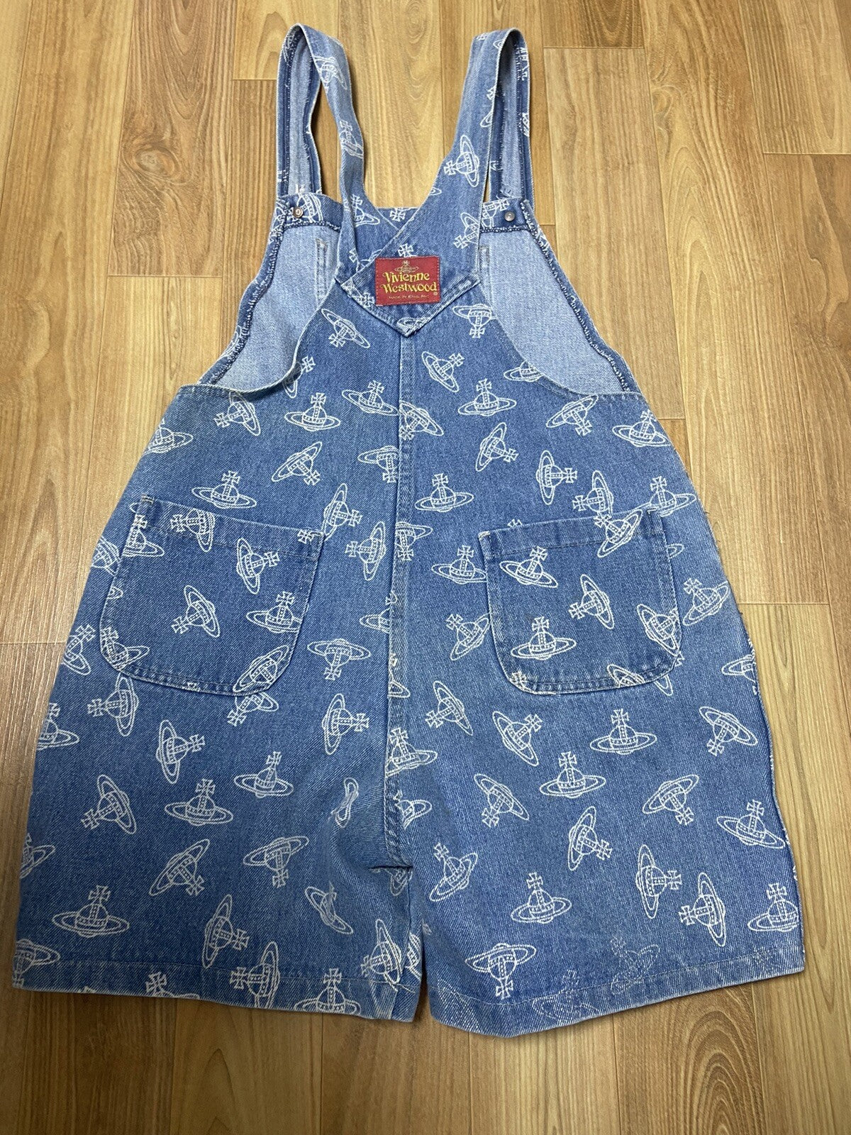 L Vivienne westwood VINTAGE 80s 90s Orb suspender denim pants Jumpsuit England