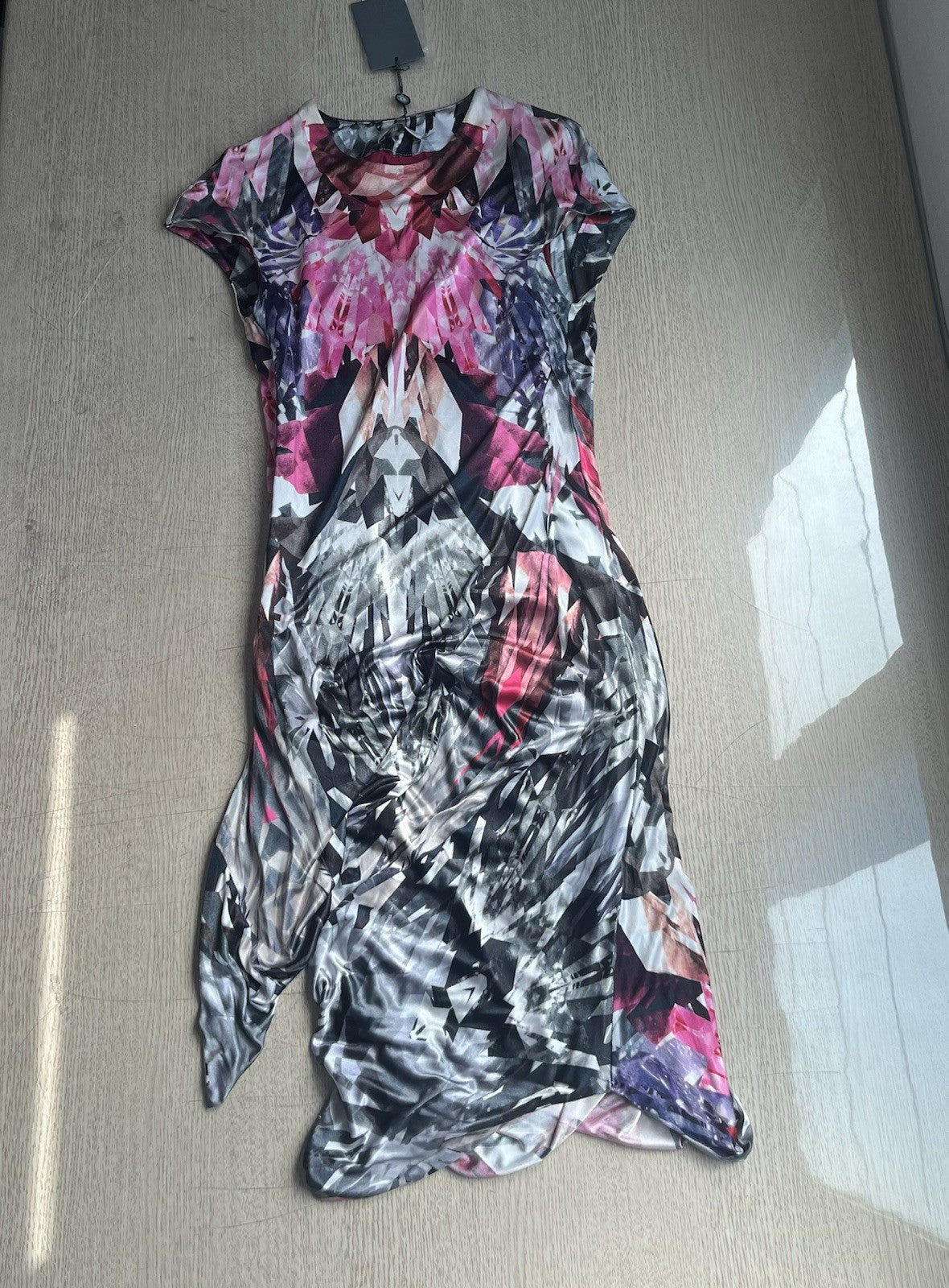 42 Alexander Mcqueen Ss09 Natural Distinction kaleidoscope Printing Silk Dress