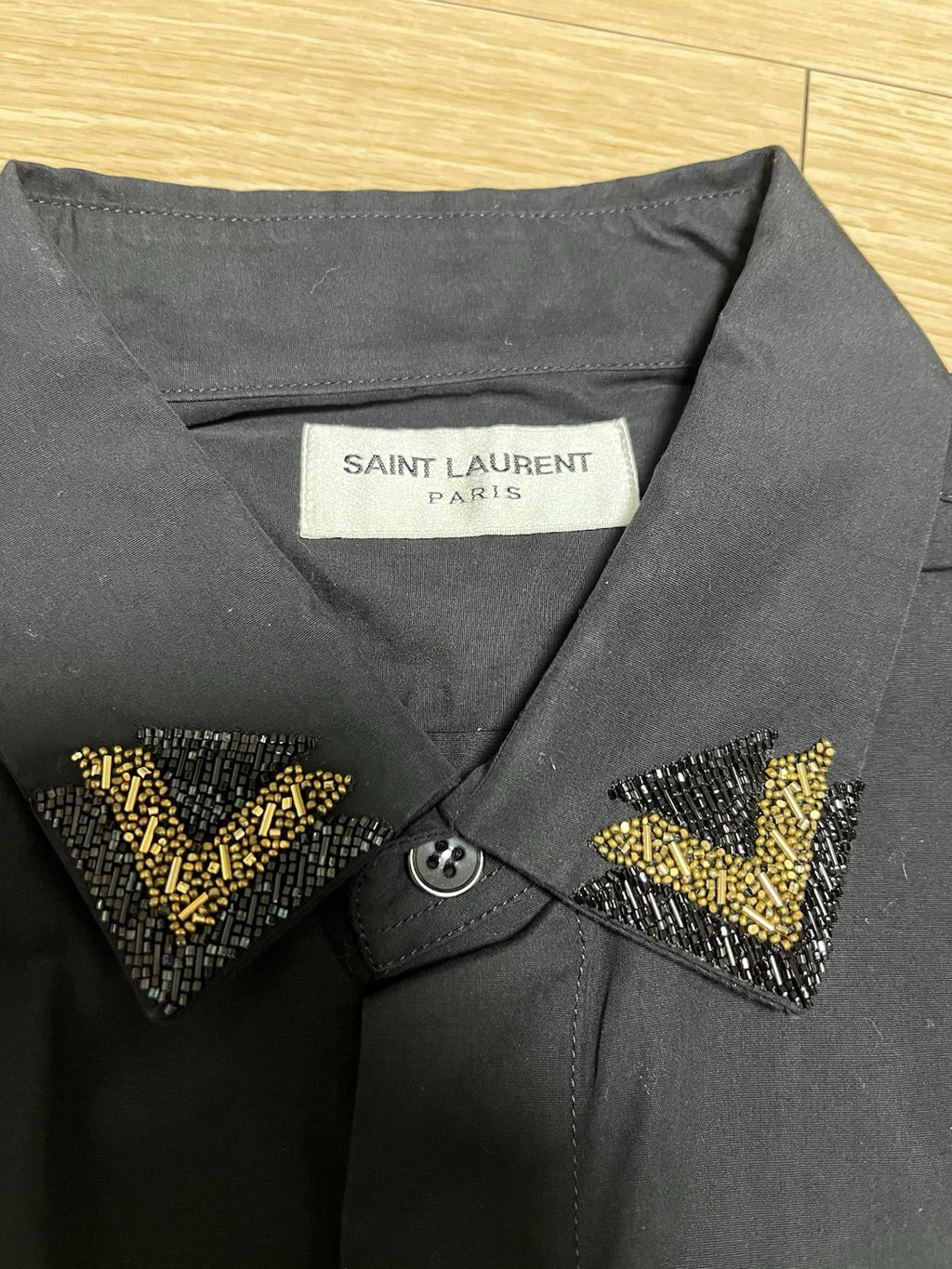 38 sequin embellished collar button up shirt