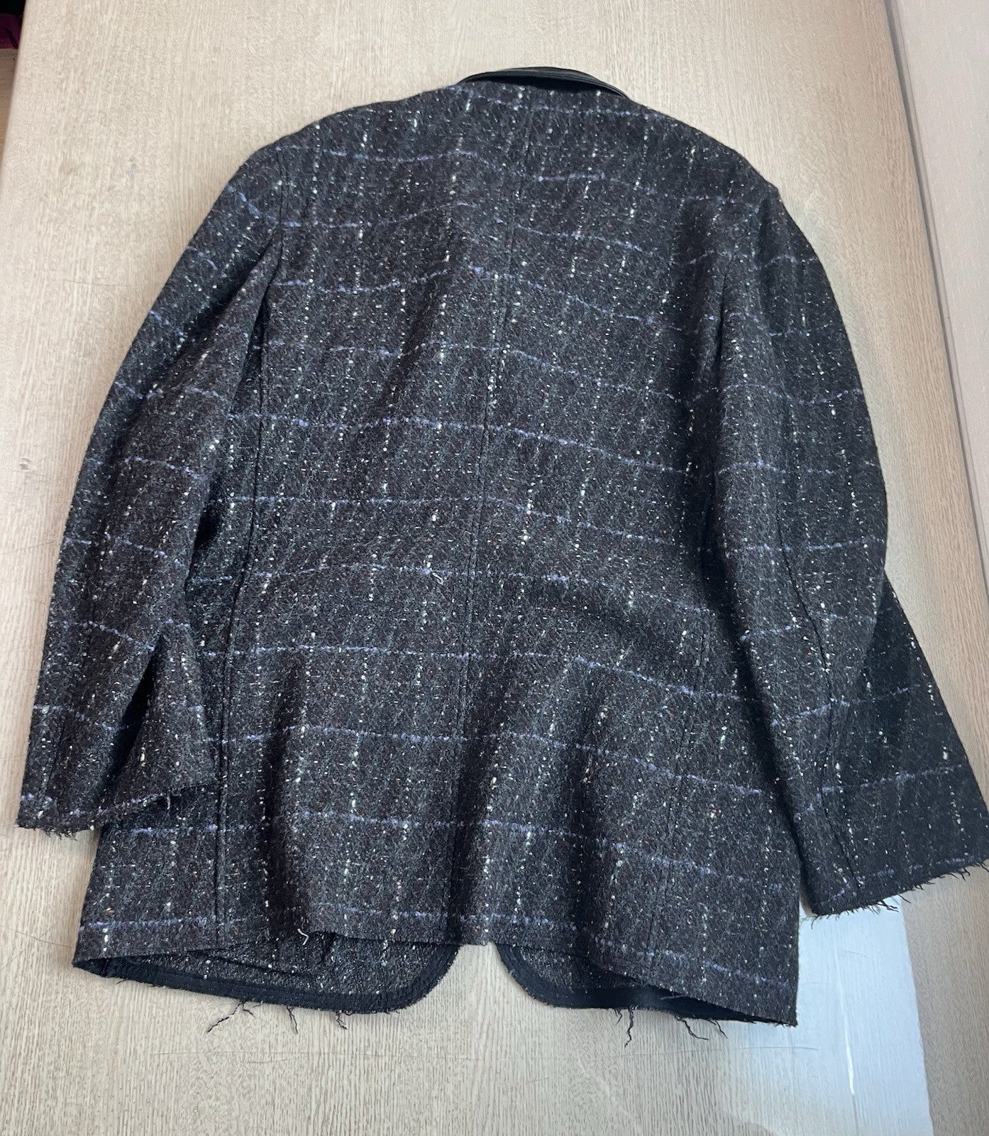 L Comme Des Garcons homme plus tweed leather collar blazer jacket