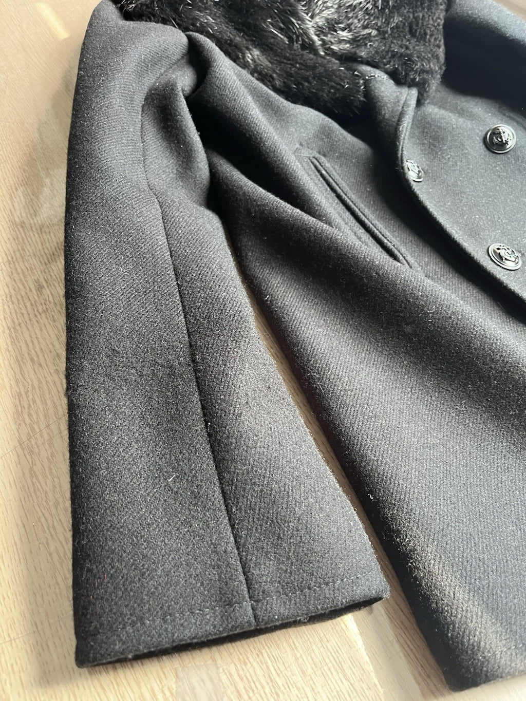 46 Saint Laurent Nutria real fur collar wool peacoat jacket