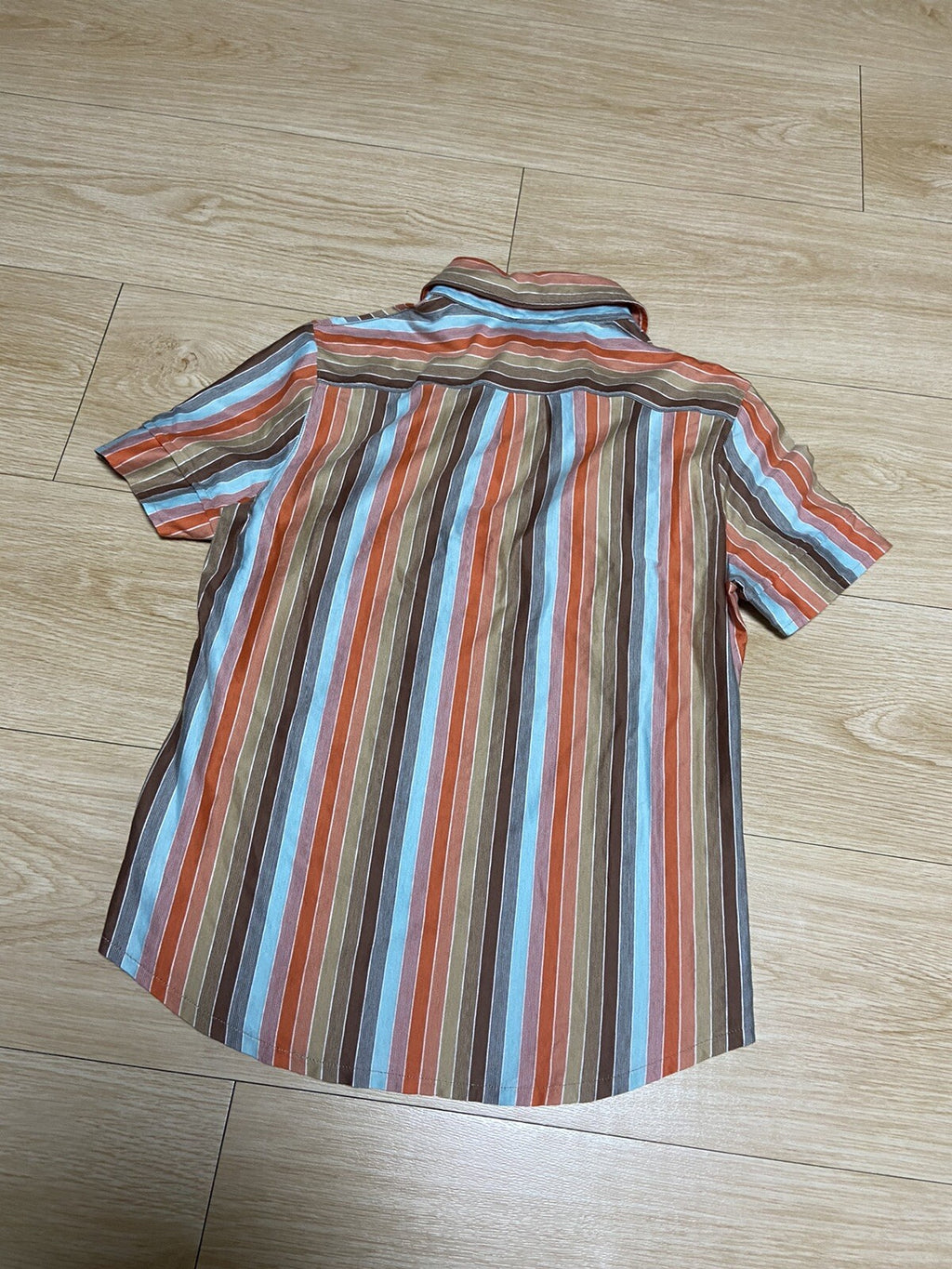 M armhole dart orange stripe button short sleeve polo shirt 90s Vintage Red