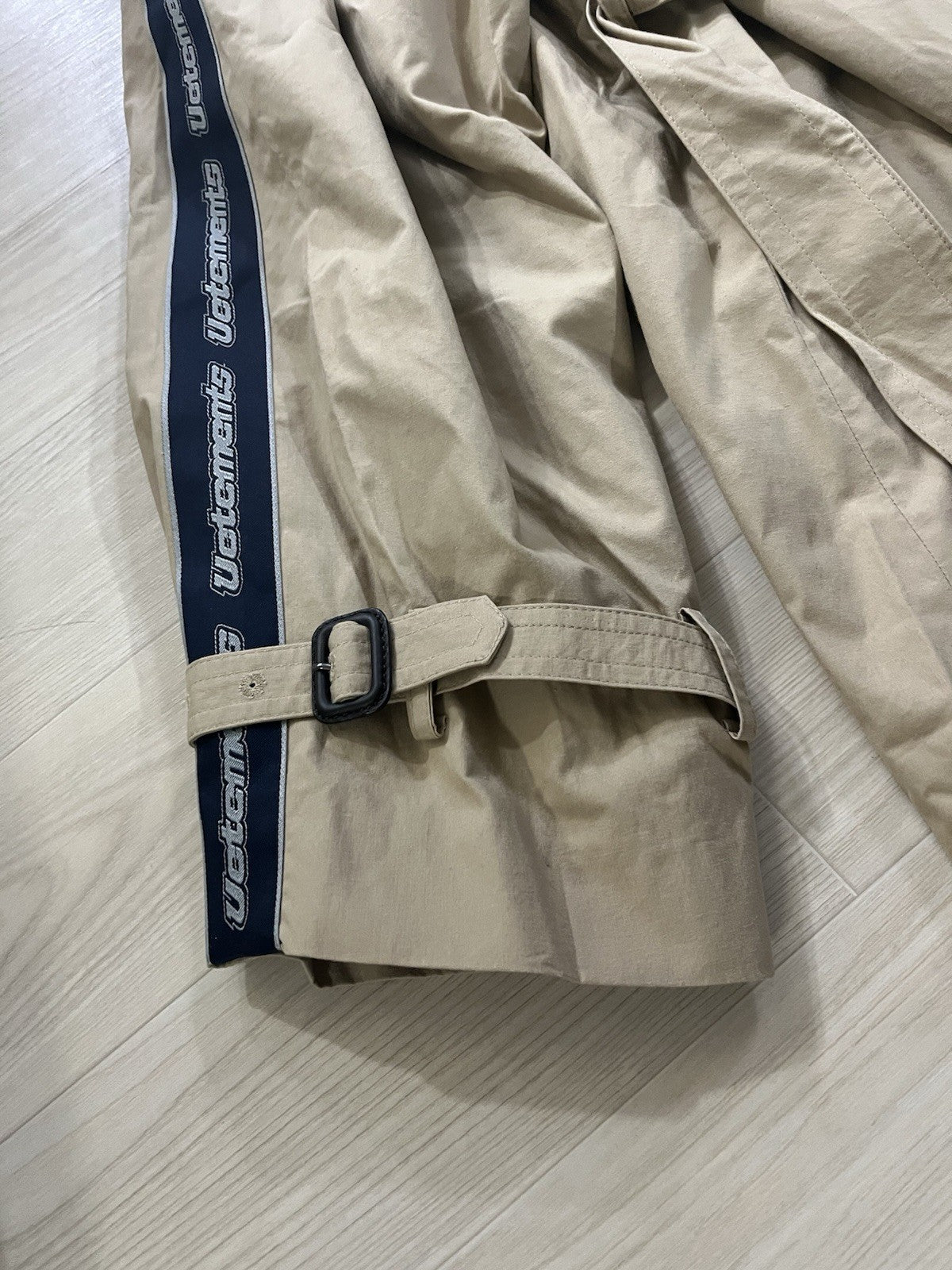 S Vetements back logo Arm Tape logo oversized trench coat Jacket