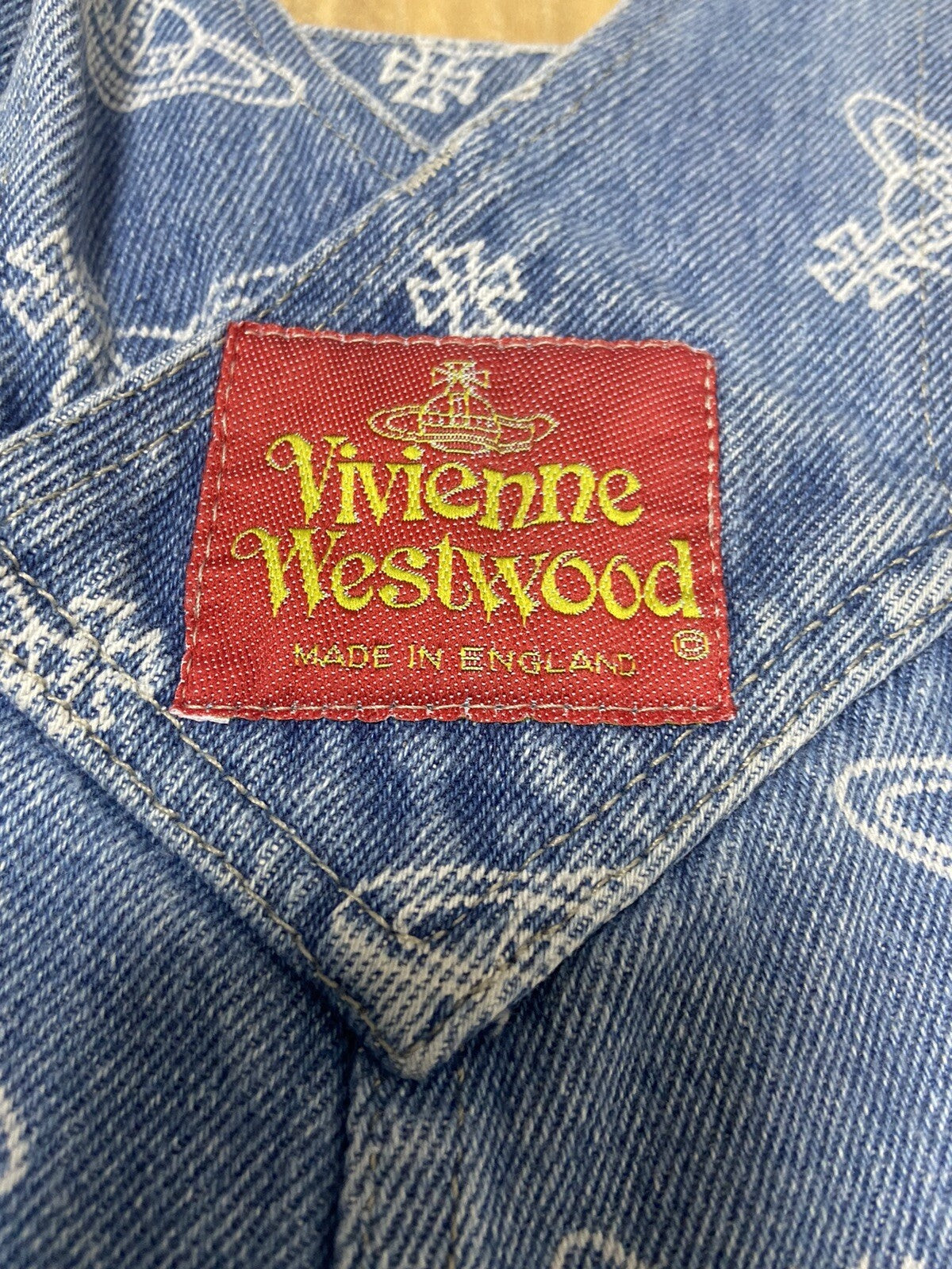 L Vivienne westwood VINTAGE 80s 90s Orb suspender denim pants Jumpsuit England