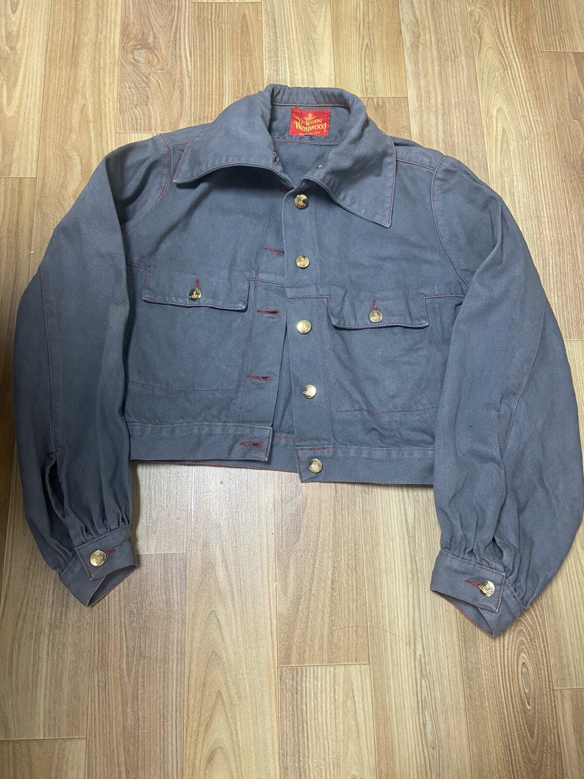 40 Vivienne westwood 90s Cropped big collar denim jacket
