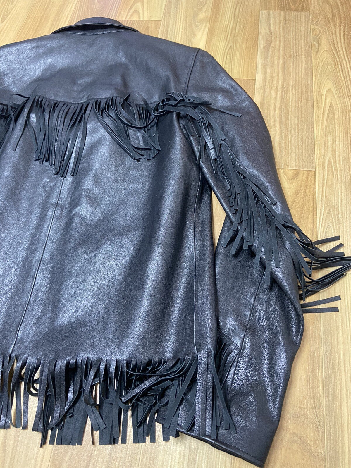 46 Saint laurent fringe leather jacket
