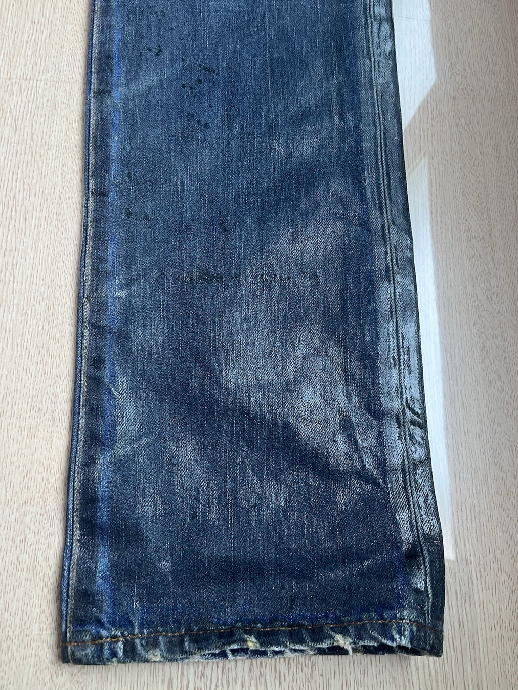 31 dior homme mud wax coated clawmarks Straight Fit denim pants jeans