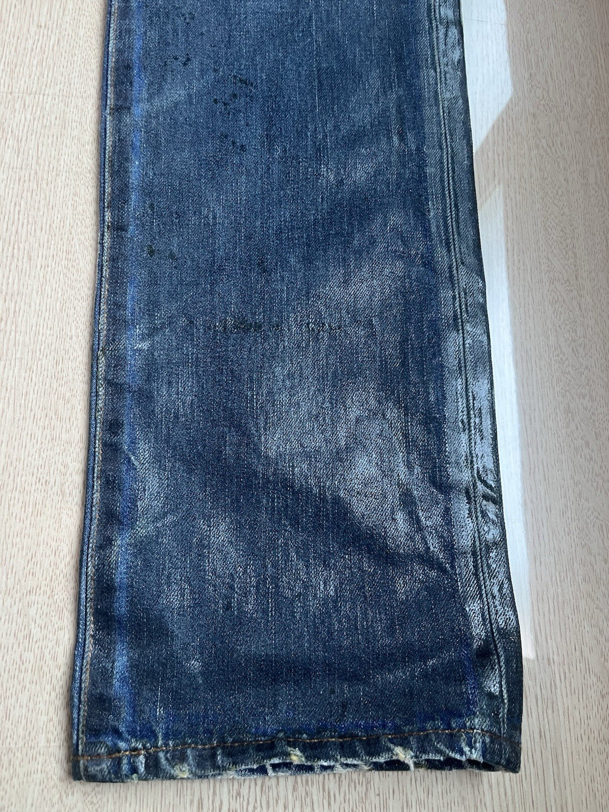 31 dior homme mud wax coated clawmarks Straight Fit denim pants jeans