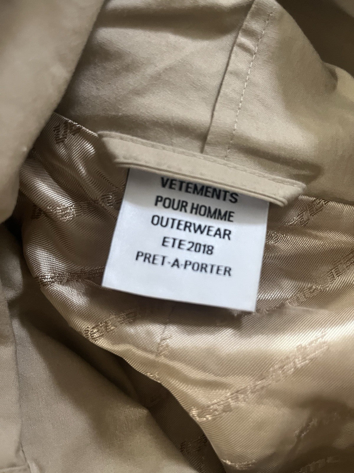 S Vetements back logo Arm Tape logo oversized trench coat Jacket
