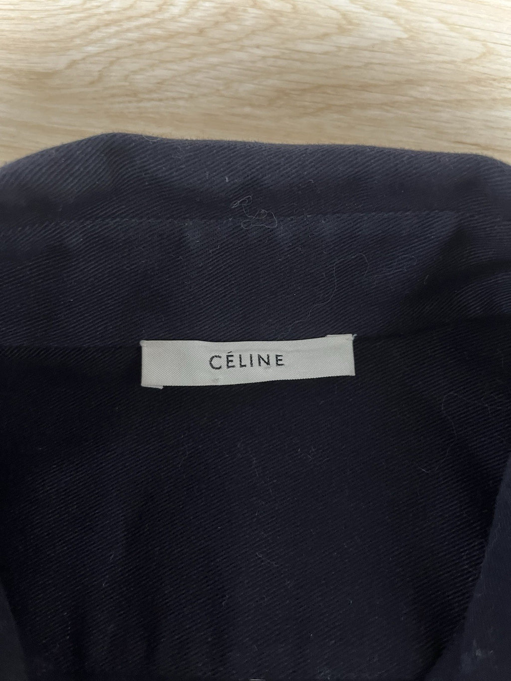 38 Celine Oversized military arm zipper denim shirt jacket