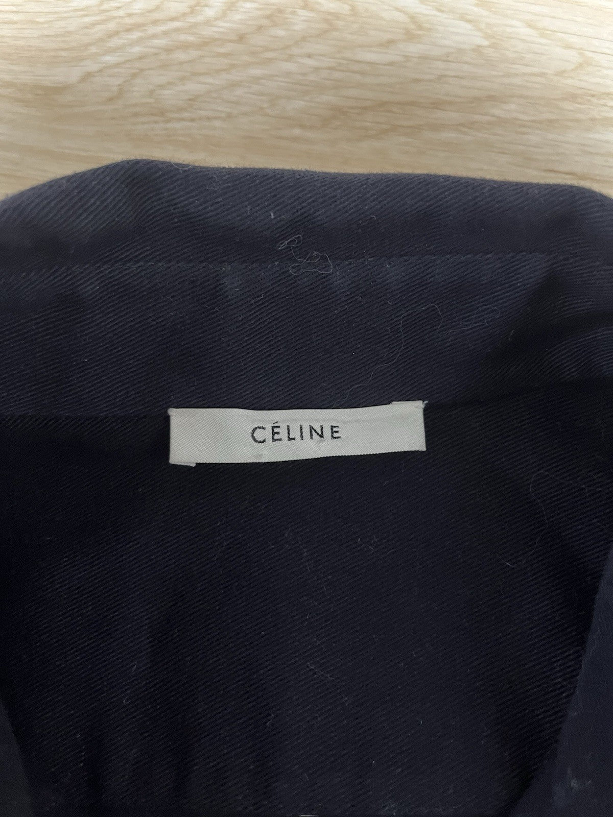 38 Celine Oversized military arm zipper denim shirt jacket