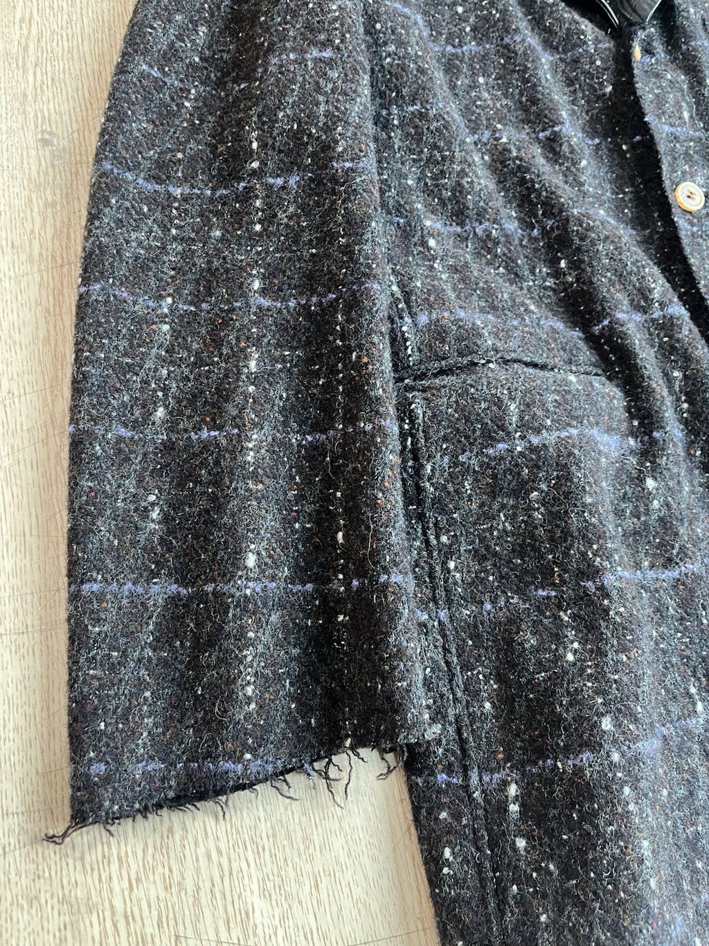 L Comme Des Garcons homme plus tweed leather collar blazer jacket