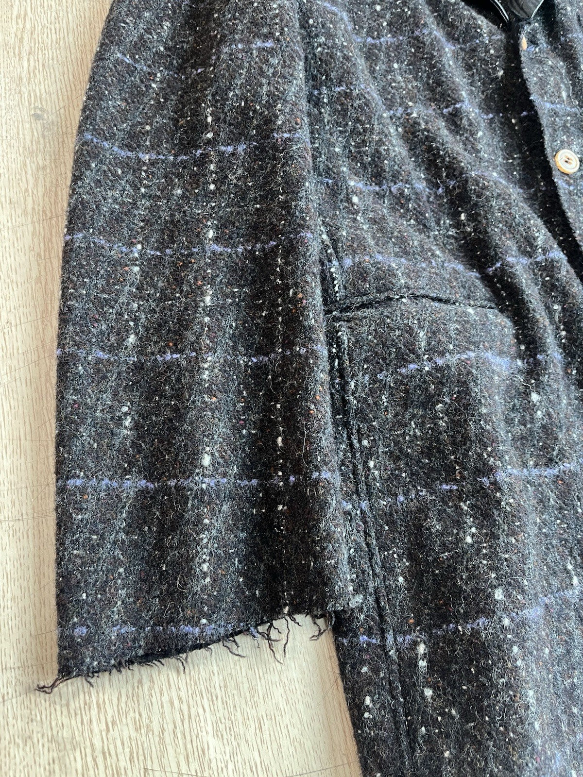 L Comme Des Garcons homme plus tweed leather collar blazer jacket