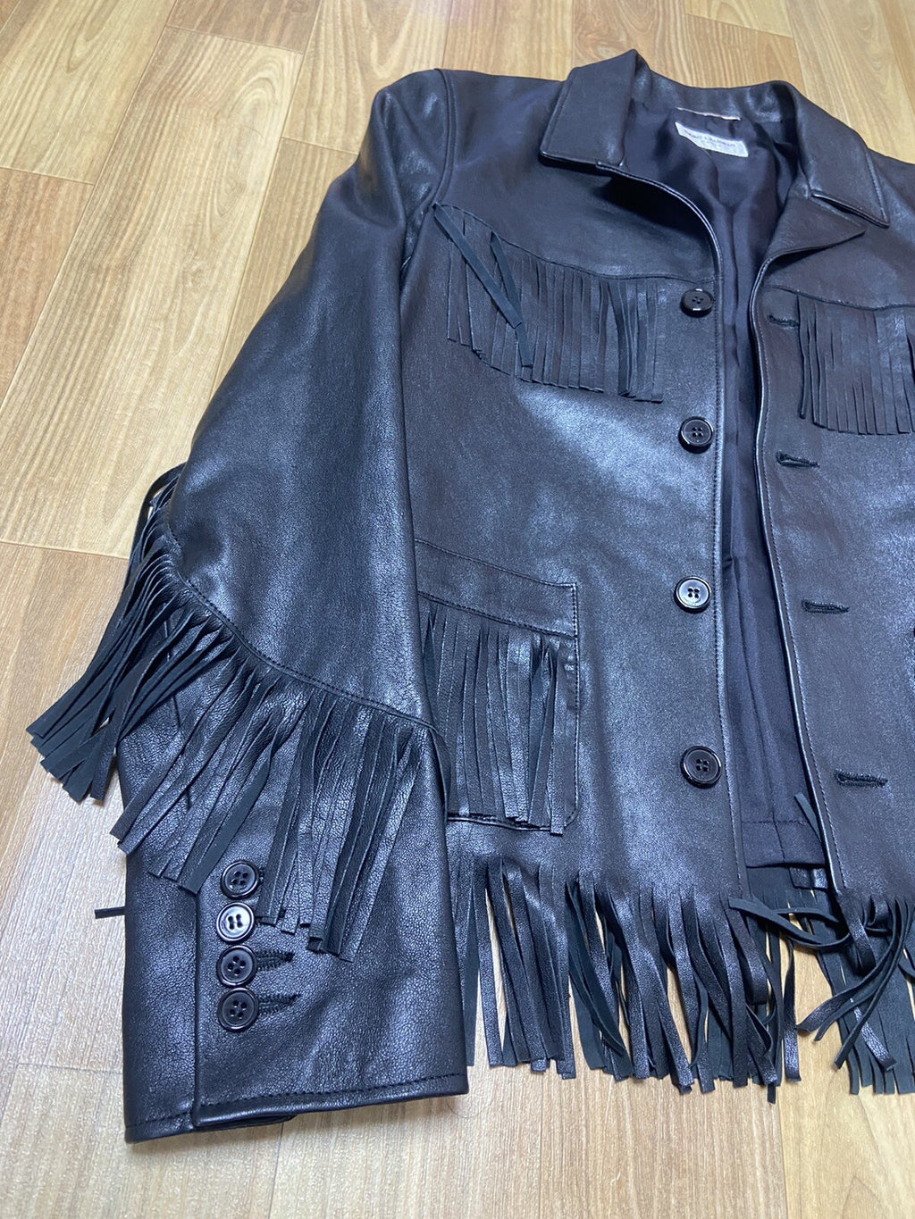 46 Saint laurent fringe leather jacket