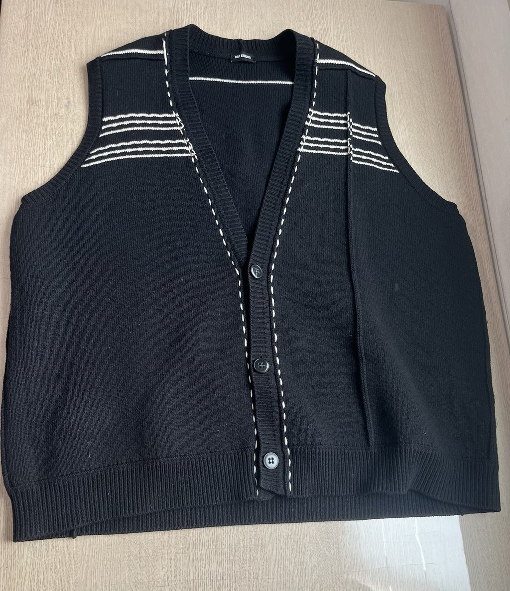 OS Raf simons oversized Heavy Weight knit sleeveless cardigan jacket