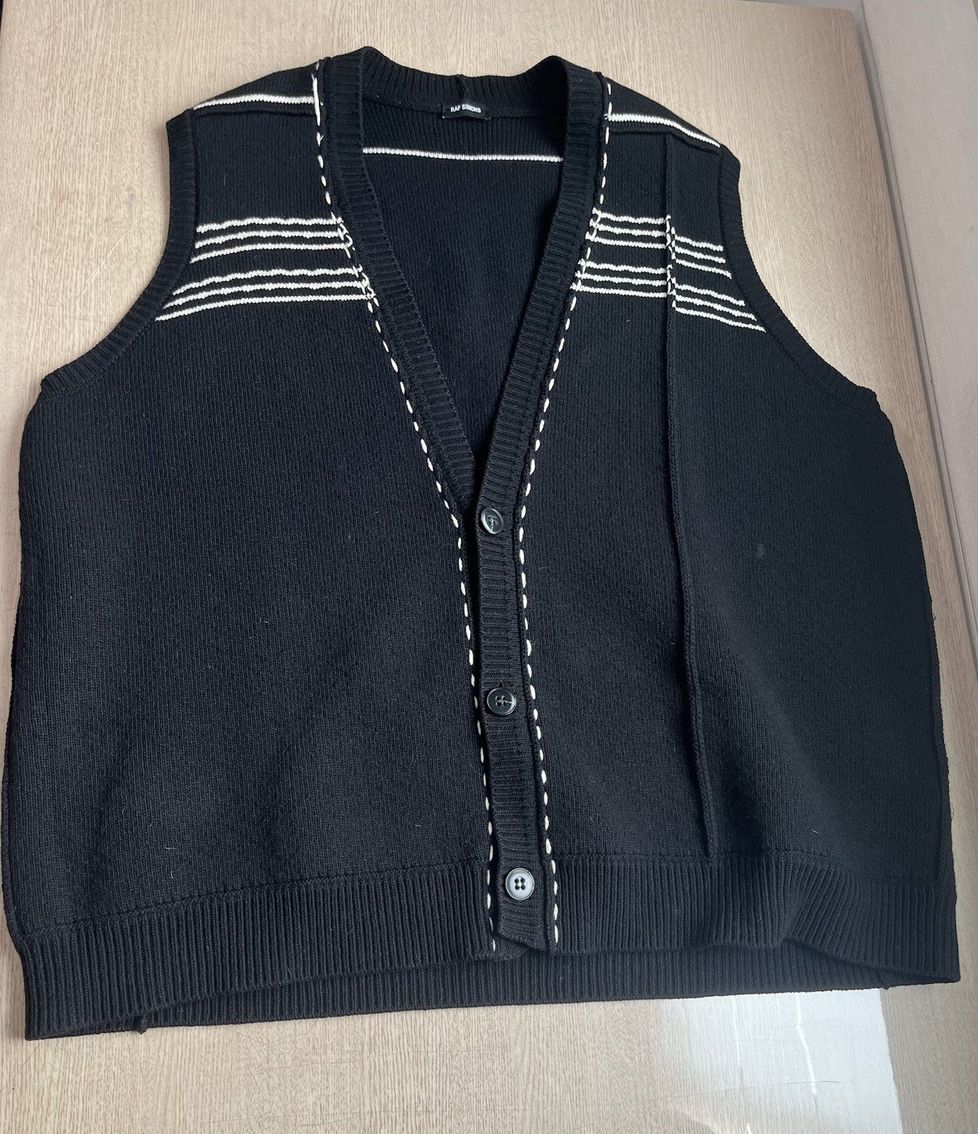 OS Raf simons oversized Heavy Weight knit sleeveless cardigan jacket