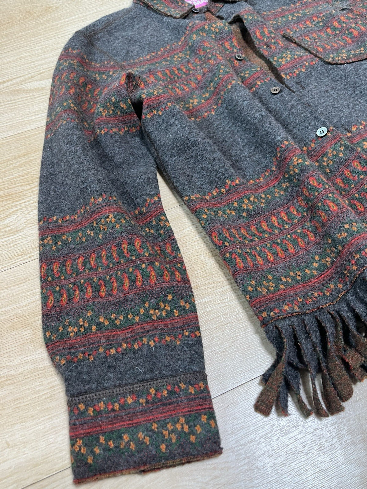 S Junya watatanabe man fringe wool knit jacket