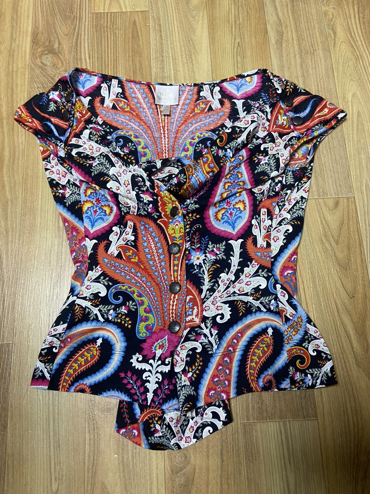 16 Vivienne Westwood 1994 Red paisley Corset Top T Shirt Vintage