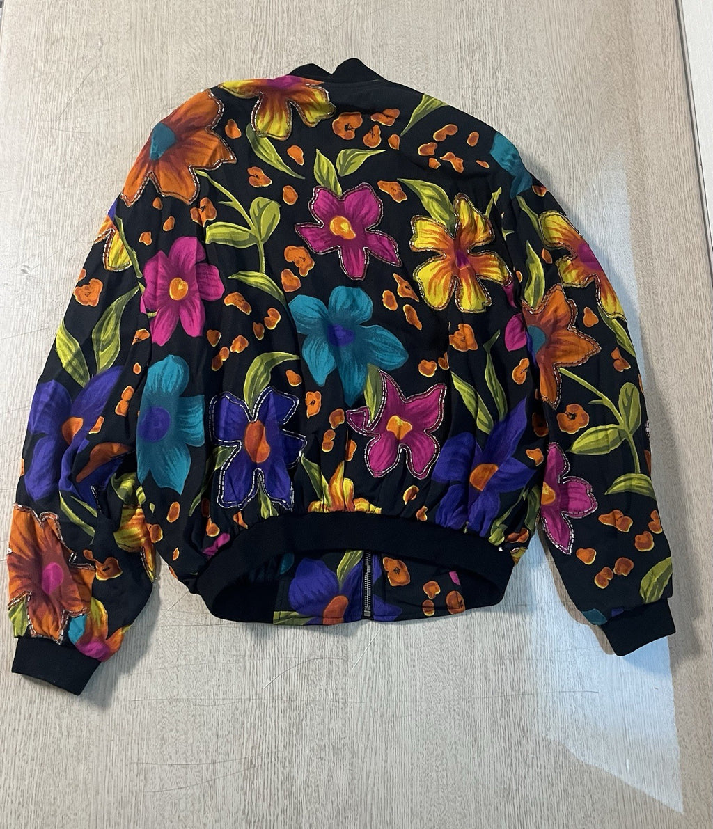 46 saint laurent floral crepe embellished bomber jacket