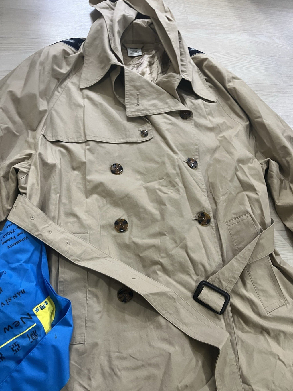 S Vetements back logo Arm Tape logo oversized trench coat Jacket