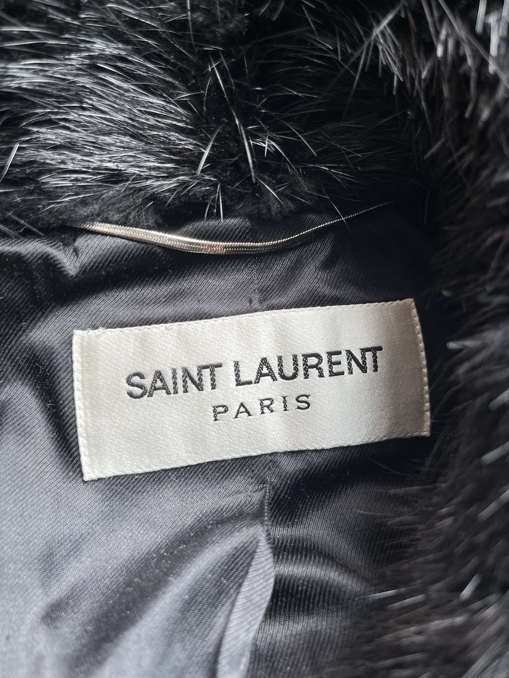 46 Saint Laurent Nutria real fur collar wool peacoat jacket