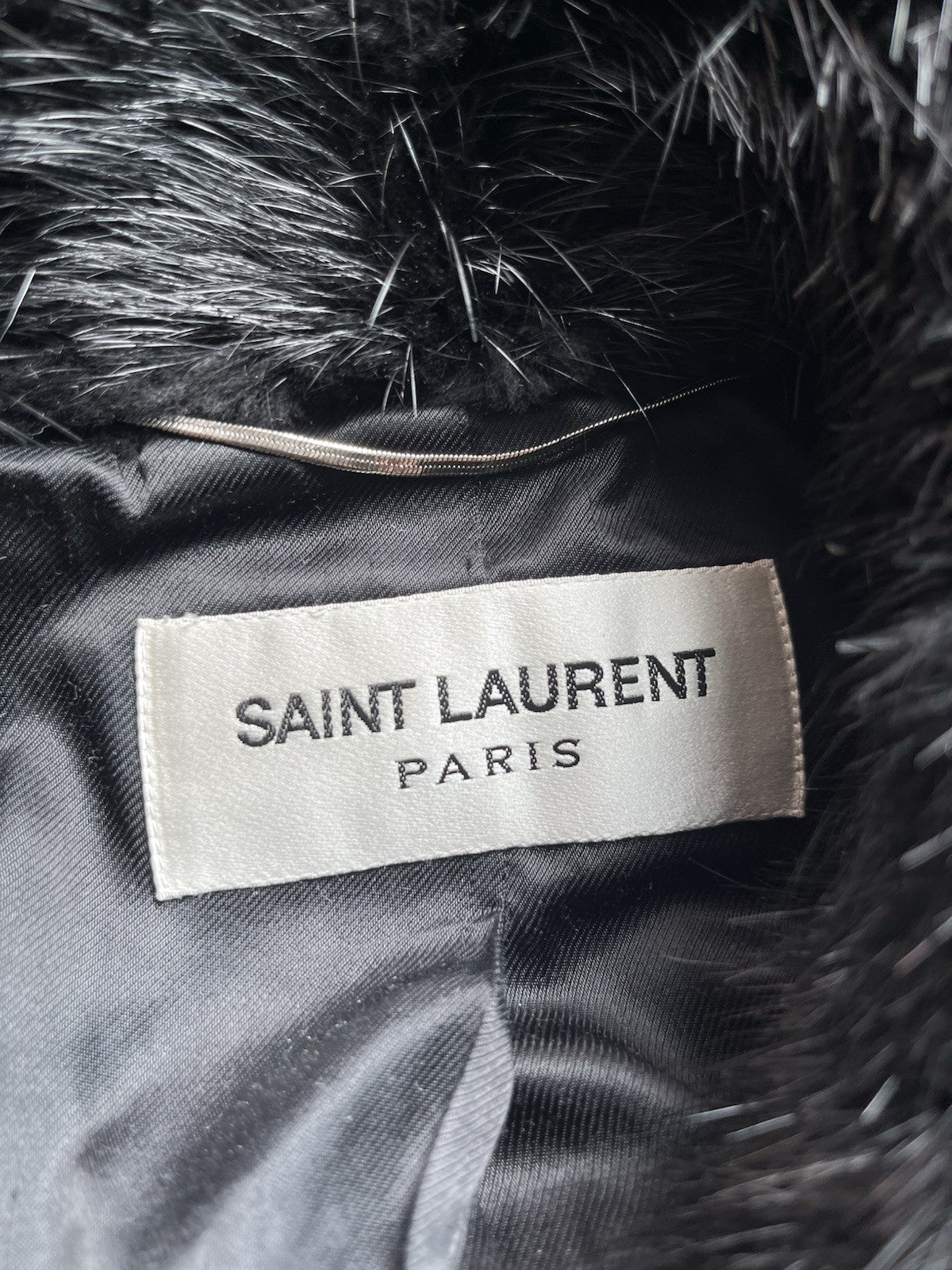 46 Saint Laurent Nutria real fur collar wool peacoat jacket