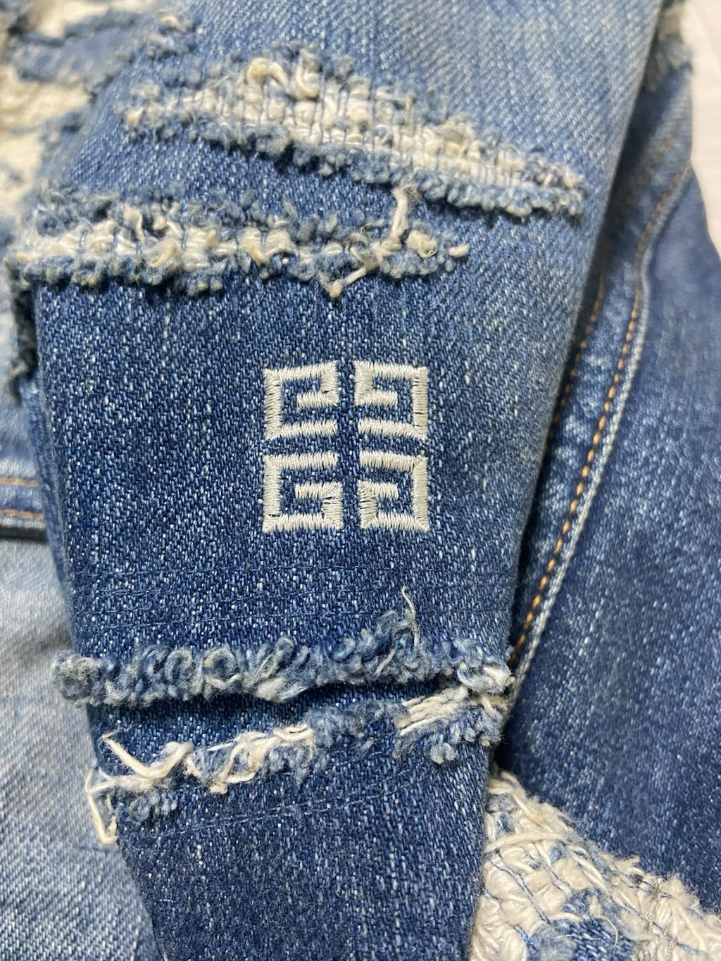 S Givenchy Distressed moleskin boro denim jacket