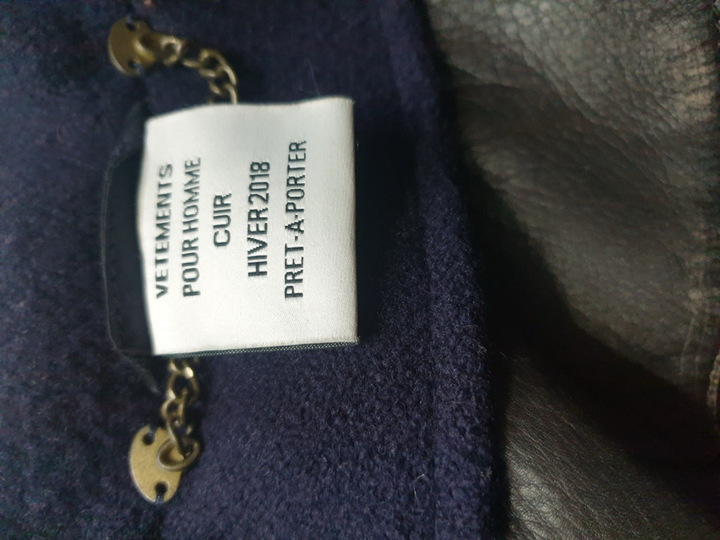 M Vetements oversized TIE leather trim VAGABOND wool coat