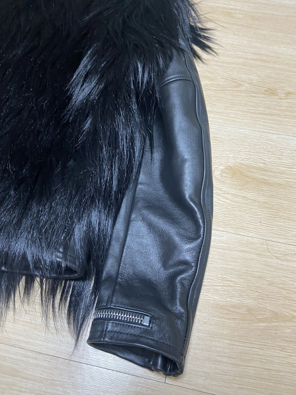 46 Saint Laurent GOAT Fur leather rider jacket