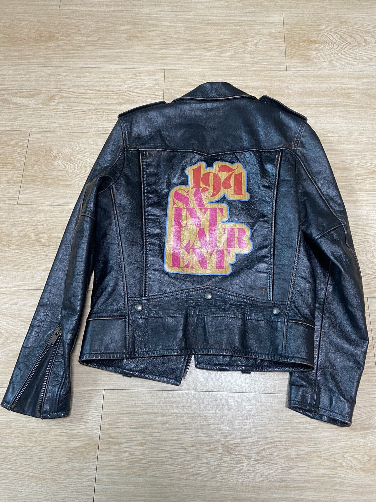 46 Saint Laurent 1971 printing L01 rider leather jacket