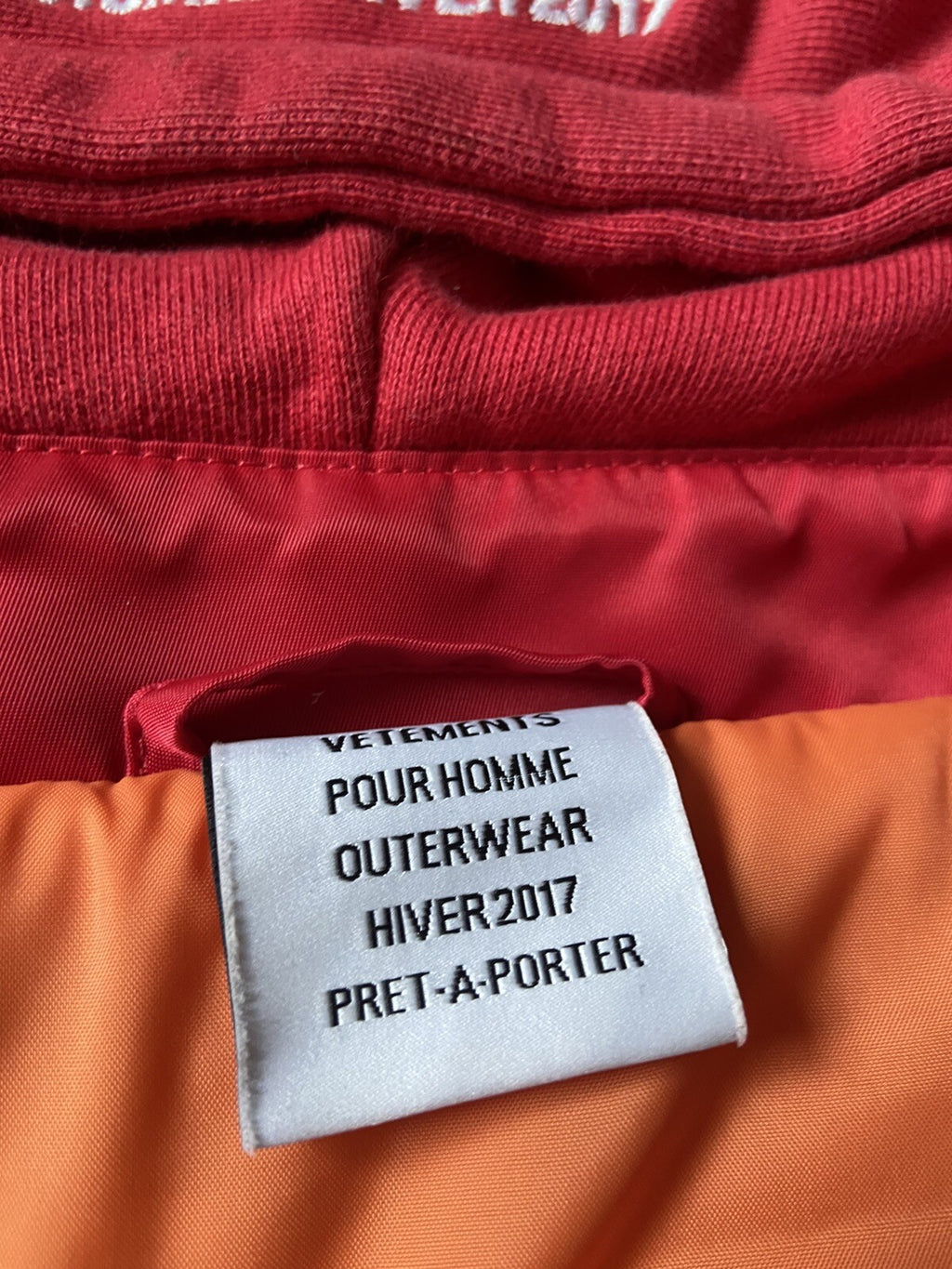 XS VETEMENTS fw16 Oversized RED bomber jacket