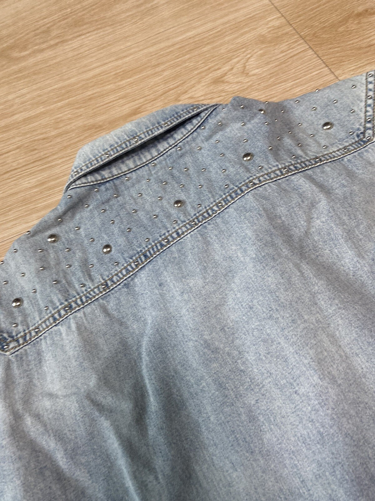 XXL Saint Laurent SS22 Sleeveless studded denim shirt jacket