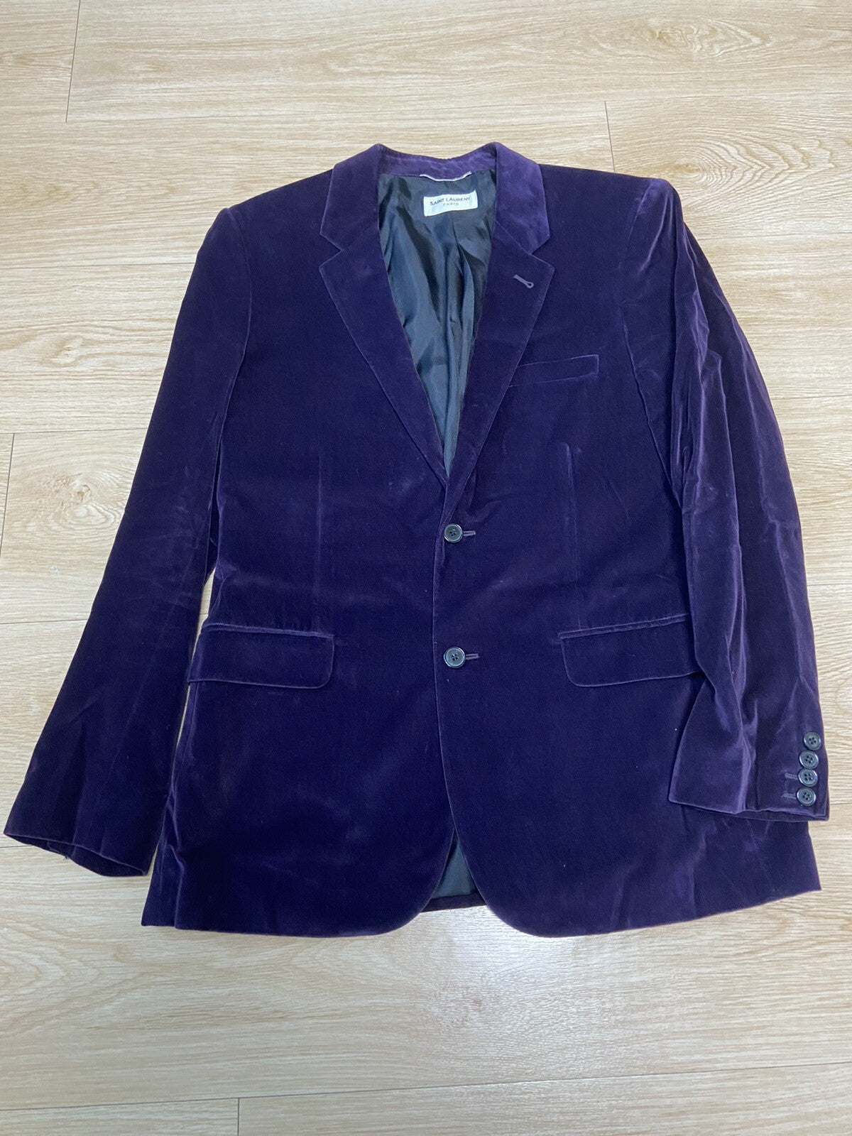 50 Saint Laurent ss15 purple velvet blazer suit
