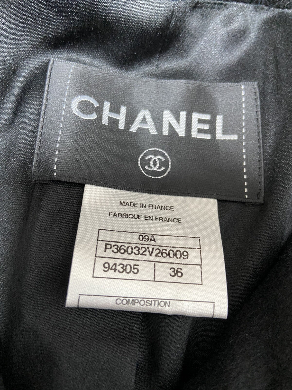 36 Chanel vintage cashmere black midi length BLACK Mandarin Collar coat Jacket