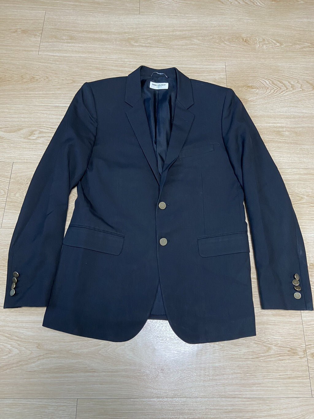 50 Saint Laurent ss15 gold button wool blazer suit