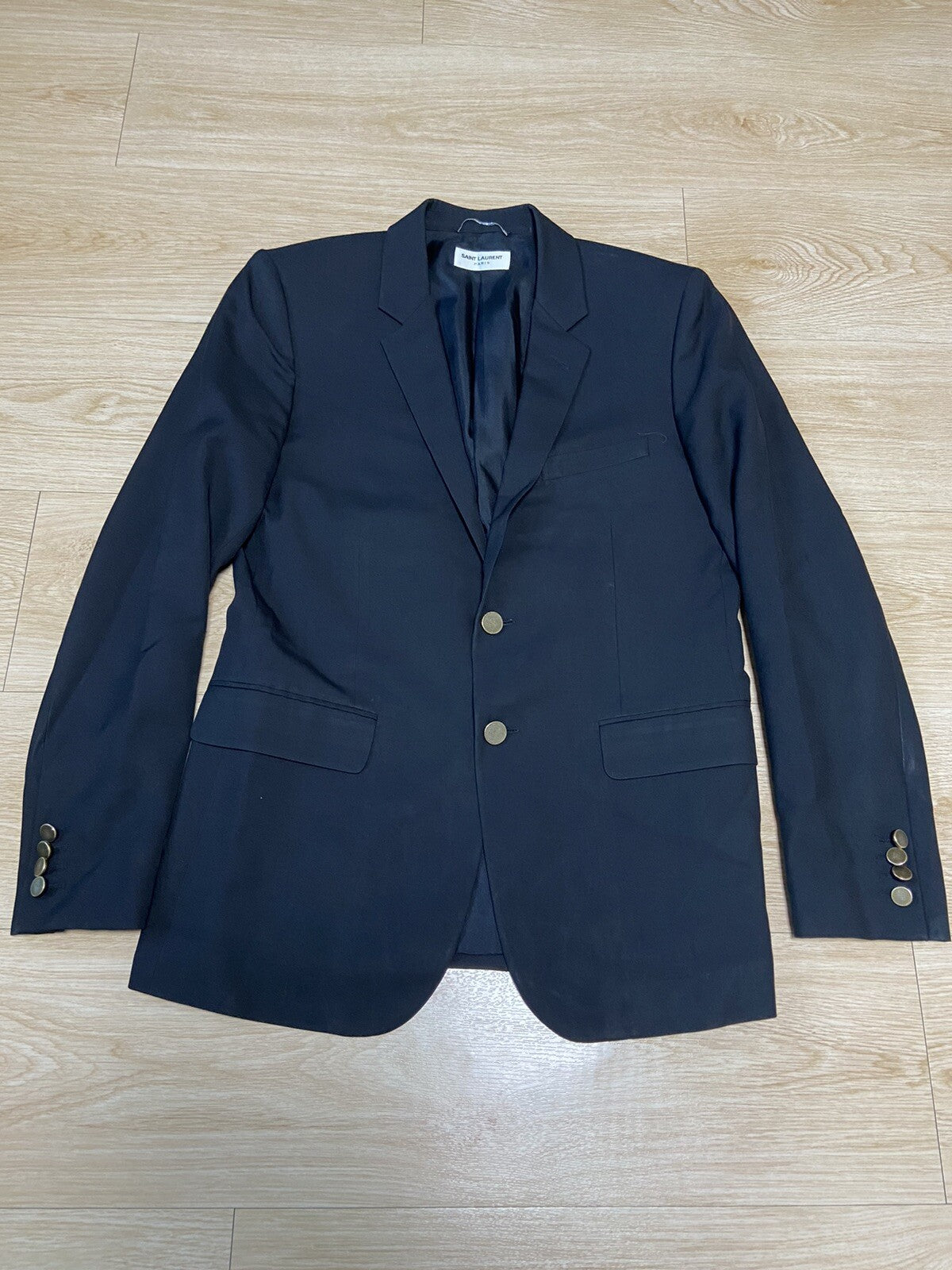 50 Saint Laurent ss15 gold button wool blazer suit
