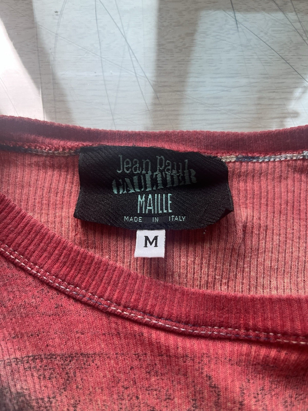 M Jean Paul Gaultier Maille Italy Tattooist power net rib t shirt Vintage