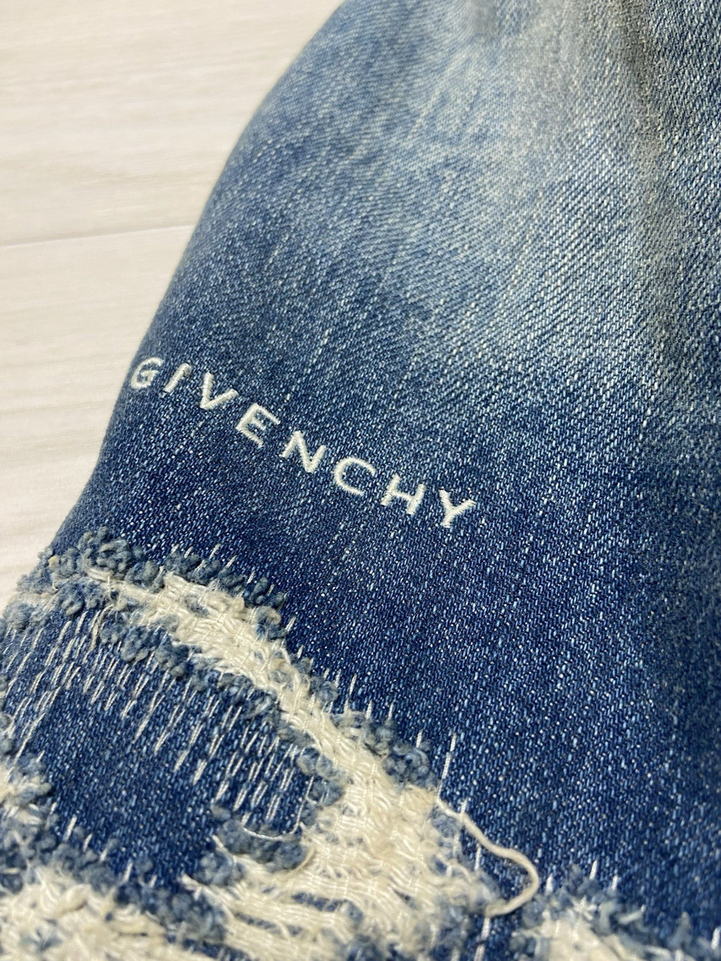 S Givenchy Distressed moleskin boro denim jacket