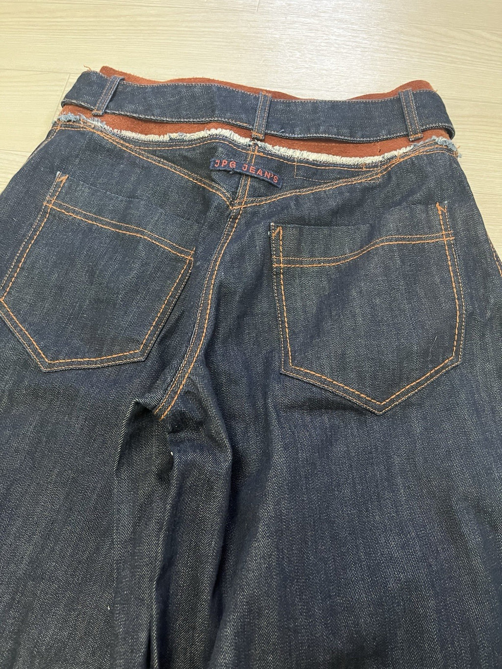27 Jean Paul Gaultier belted leather Super wide denim pants