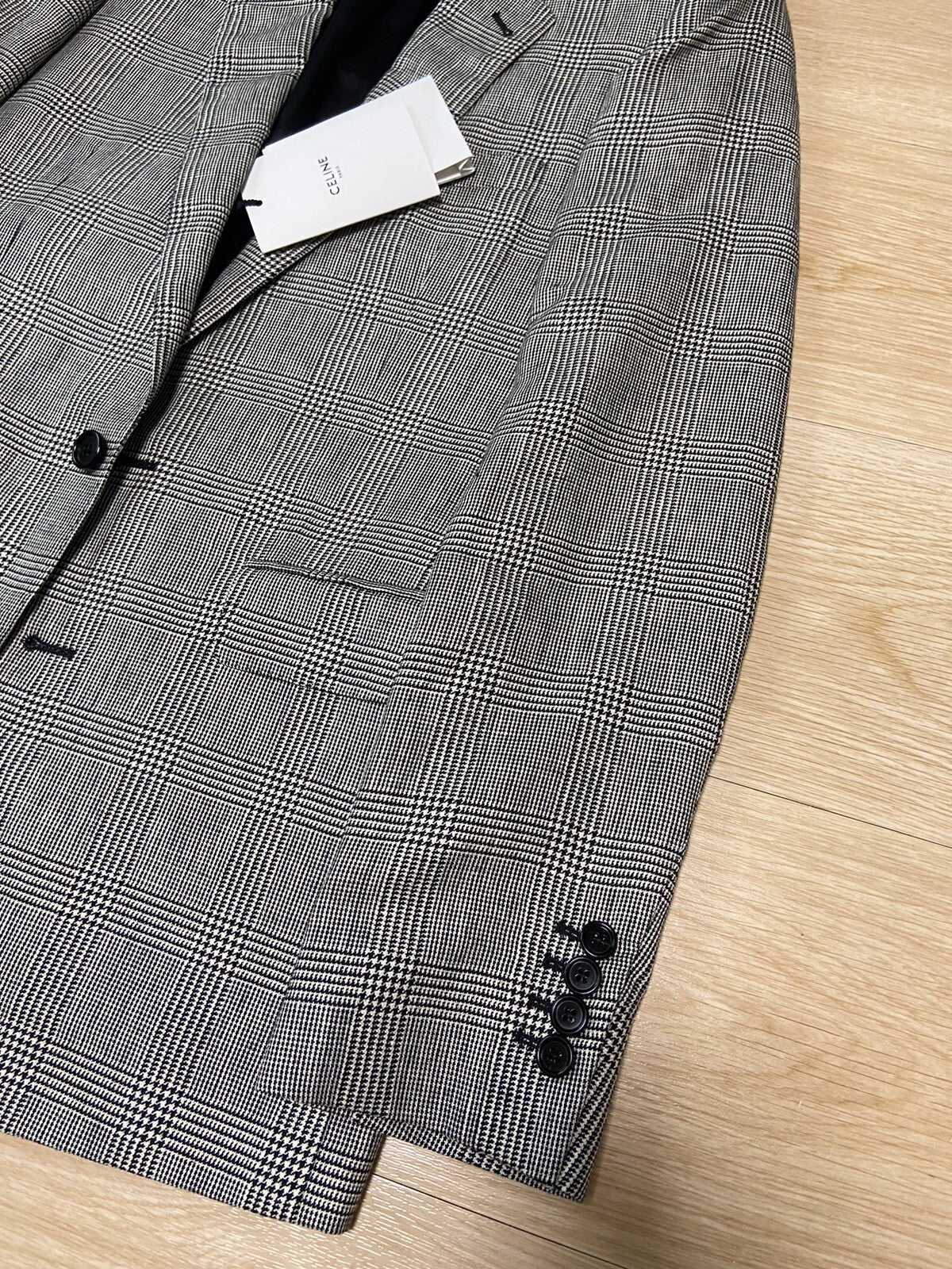 44 Celine Prince Of Wales houndstooth blazer suit jacket. HEDI SLIMANE