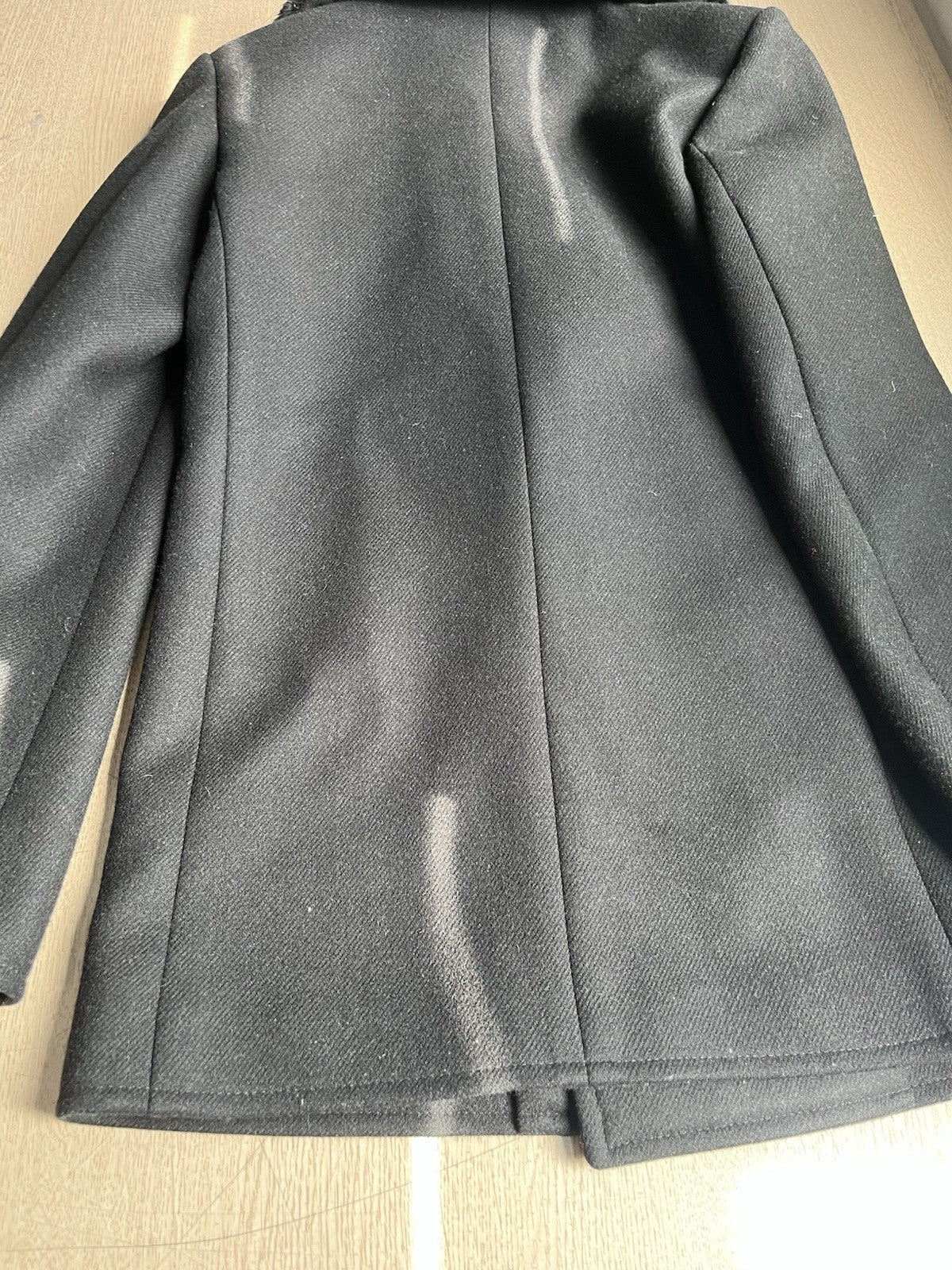 46 Saint Laurent Nutria real fur collar wool peacoat jacket