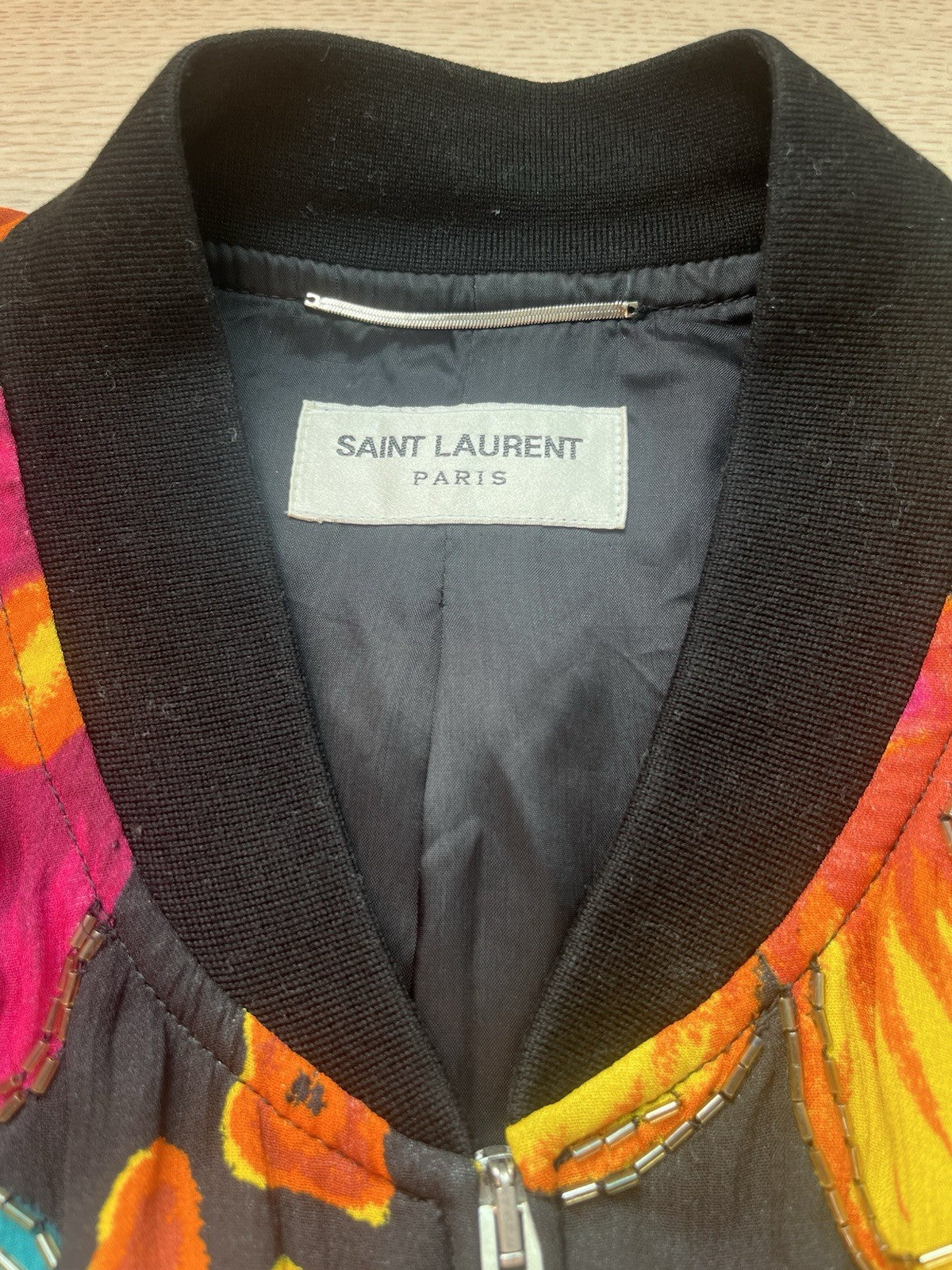48 saint laurent floral crepe embellished bomber jacket