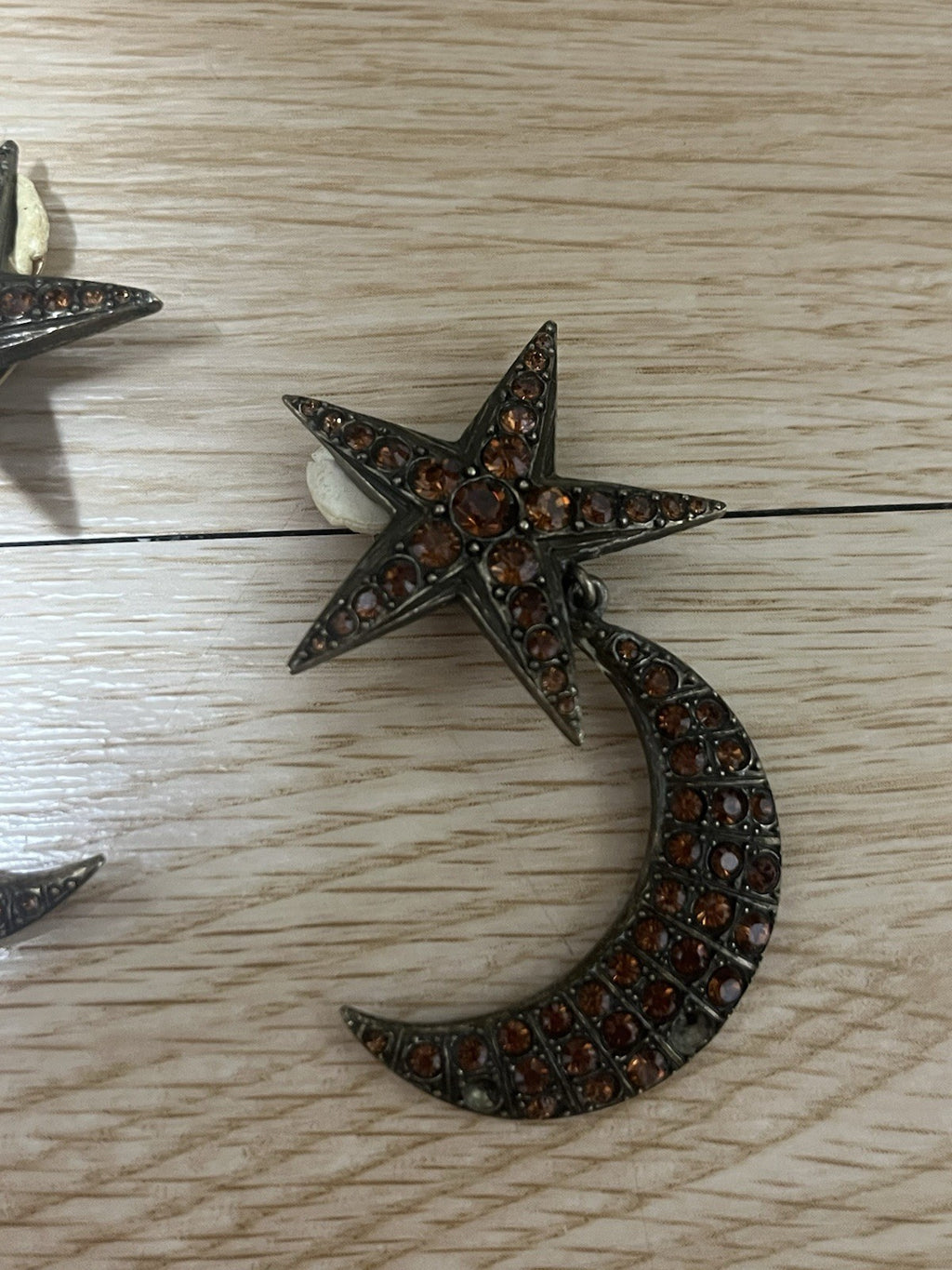 Jean Paul Gaultier VINTAGE crystal Star and Moon Clip-On earrings