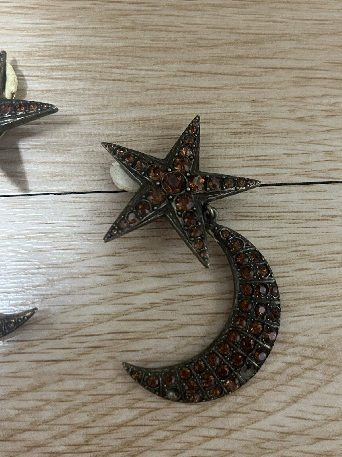Jean Paul Gaultier VINTAGE crystal Star and Moon Clip-On earrings