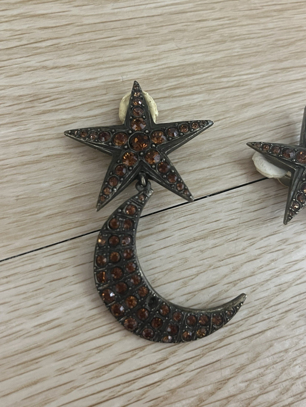 Jean Paul Gaultier VINTAGE crystal Star and Moon Clip-On earrings