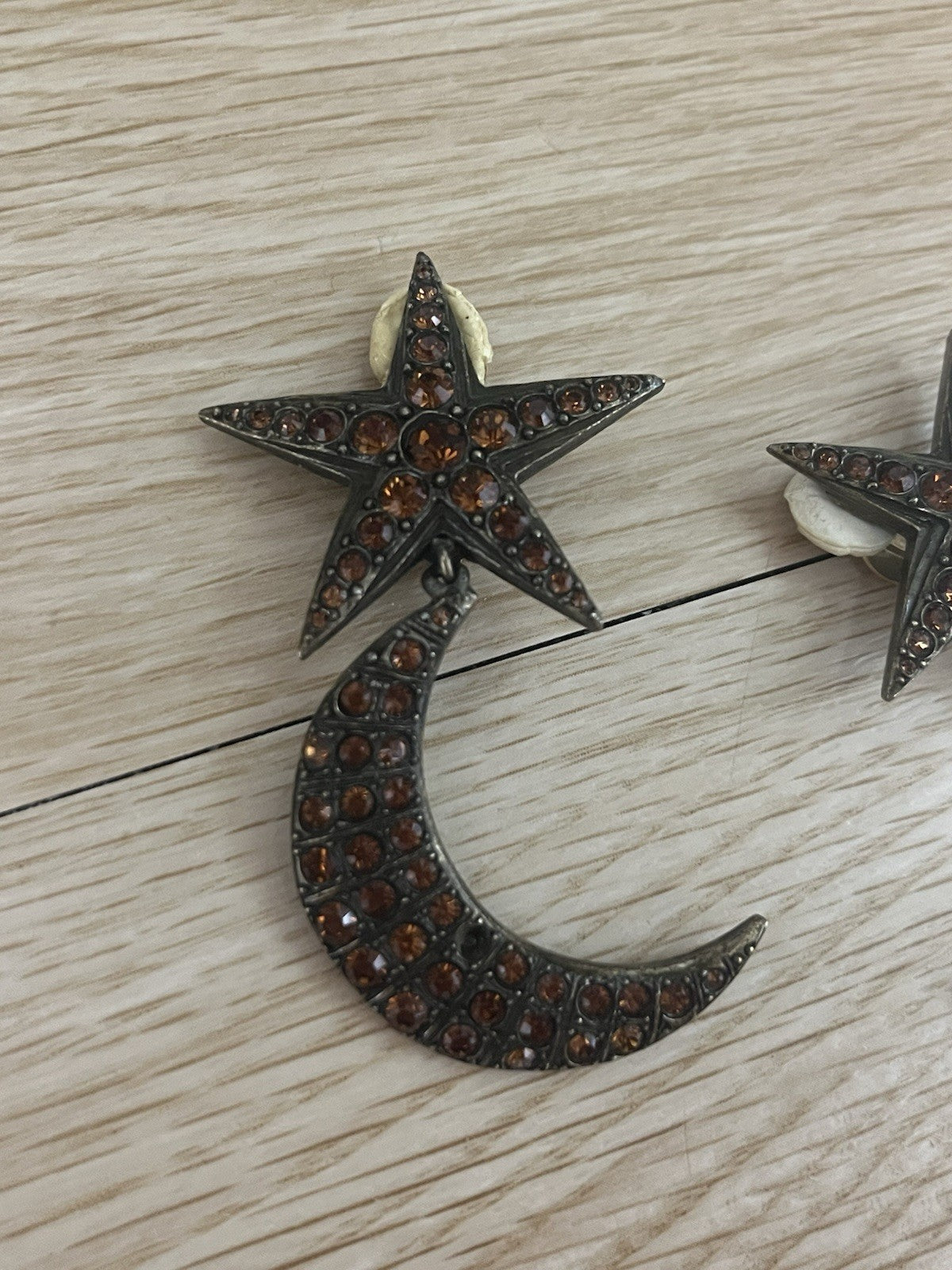 Jean Paul Gaultier VINTAGE crystal Star and Moon Clip-On earrings