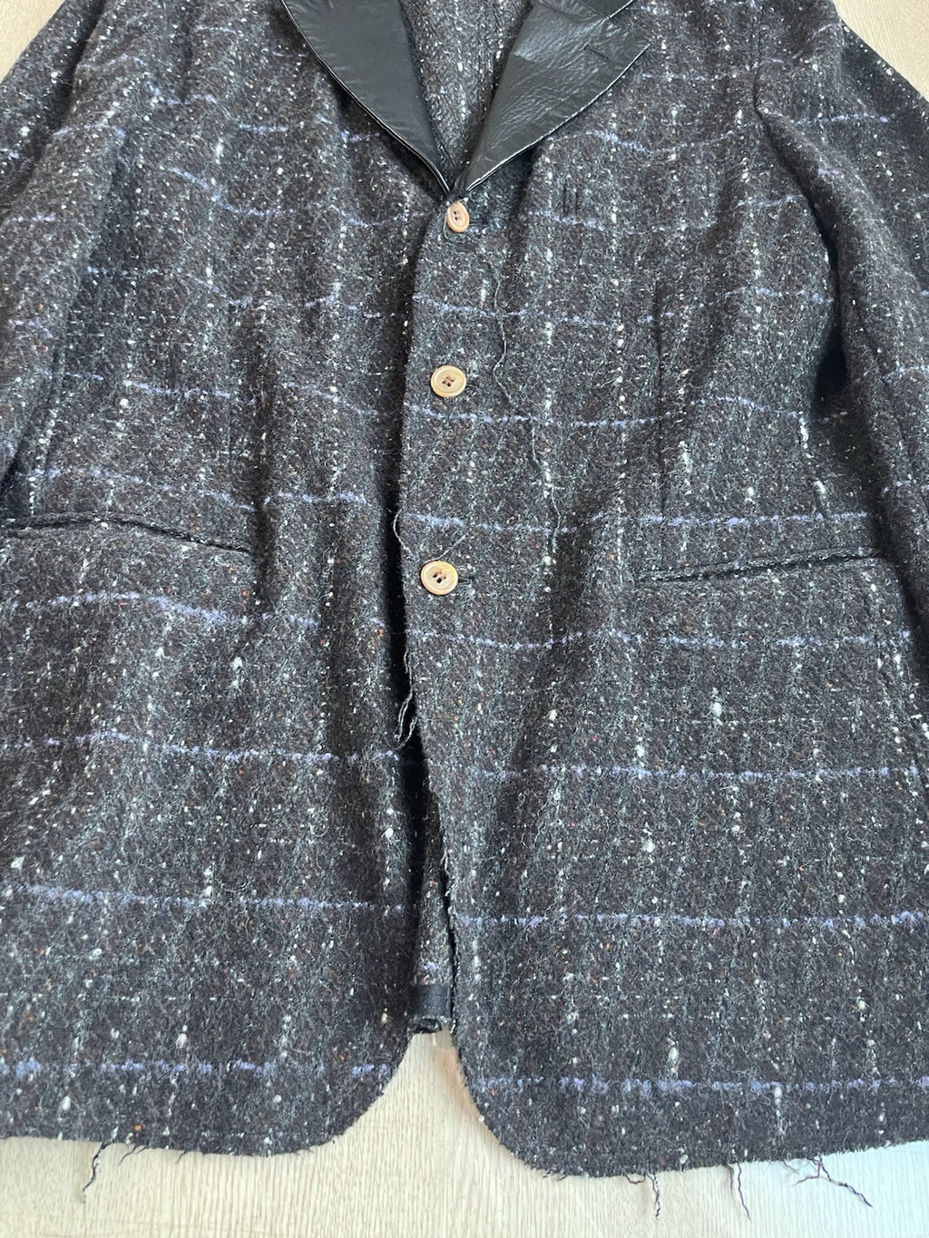 L Comme Des Garcons homme plus tweed leather collar blazer jacket
