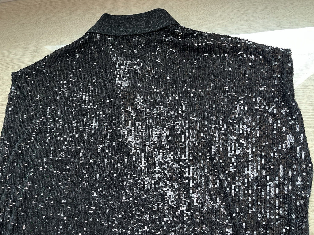 46 saint laurent full sequin sleeveless polo shirt top