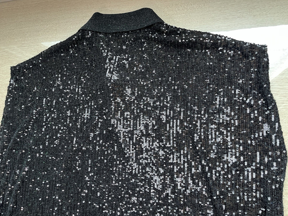 46 saint laurent full sequin sleeveless polo shirt top